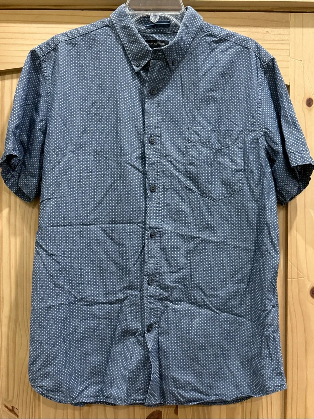 Banana Republic Classic Short-Sleeve Dot-Print Shirt - Blue